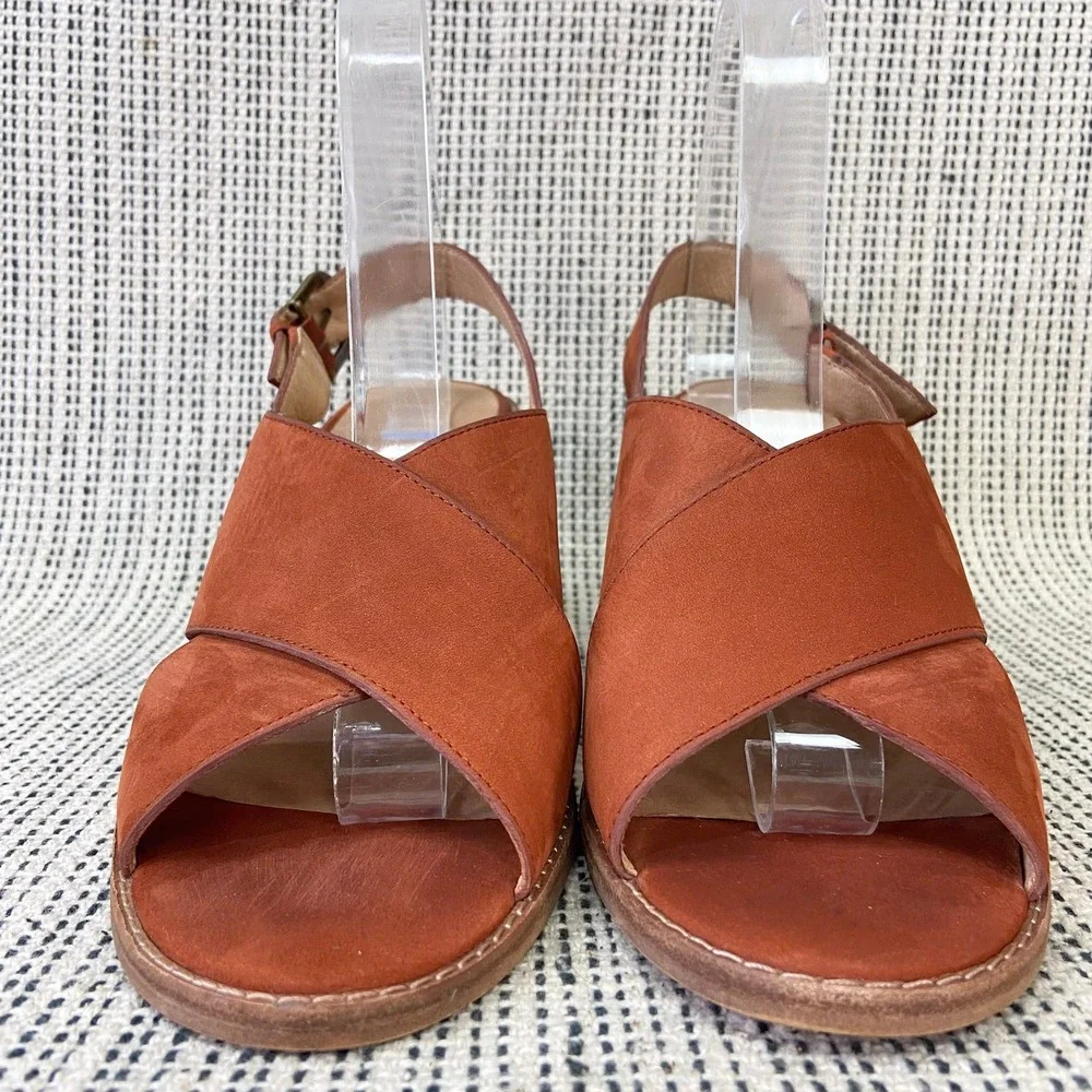 Madewell Ruthie Block Heel Sandals Sz 10 Spiced Cider Rust‎ Suede Leather Boho